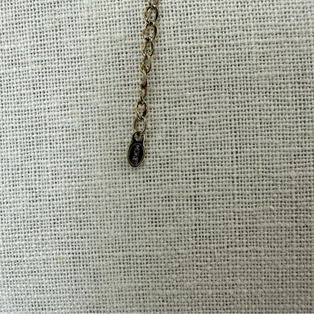 Lenox Iridescent Glass Beads Green Peach Clear Tones Gold Iridescent Necklace - Picture 6 of 9